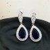  SELOVO Silver Tone Women Prong Blue Cubic Zirconia Party Sapphire-color Dangle Earrings